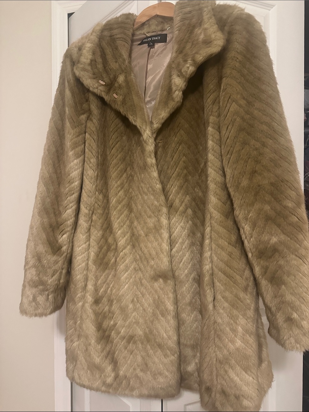 Ellen Tracy Tan Faux Fur Coat